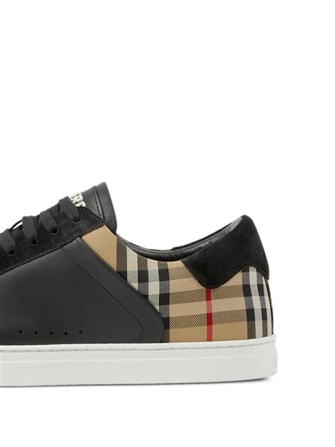 burberry check detail leather sneakers|Burberry vintage check print sneakers.